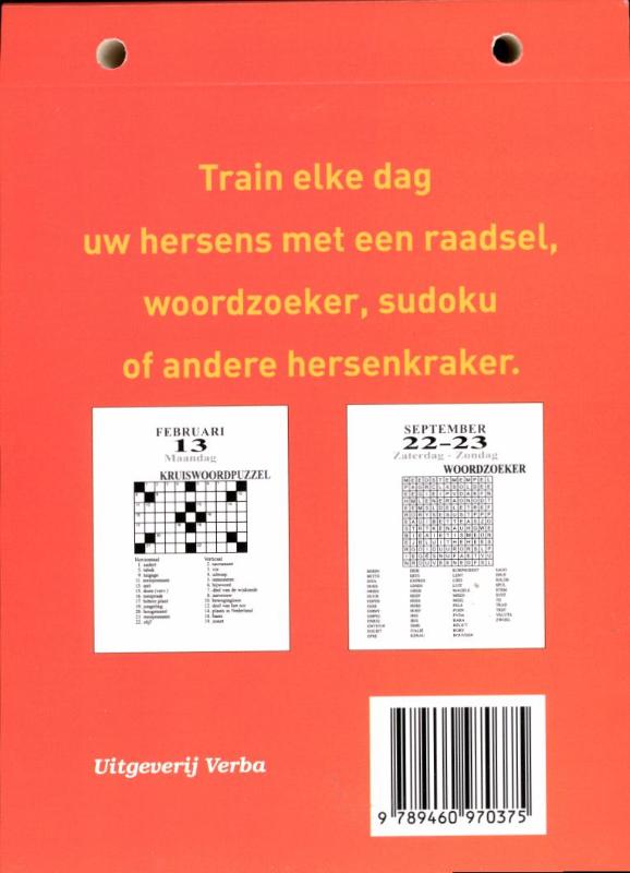 Achterkant van Puzzel scheurkalender 2012