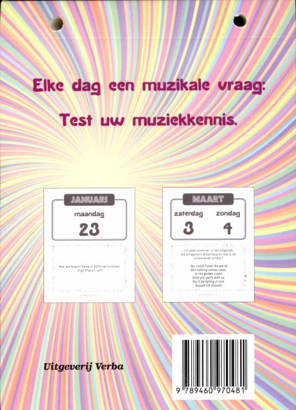 Achterkant van Muziek scheurkalender 2012