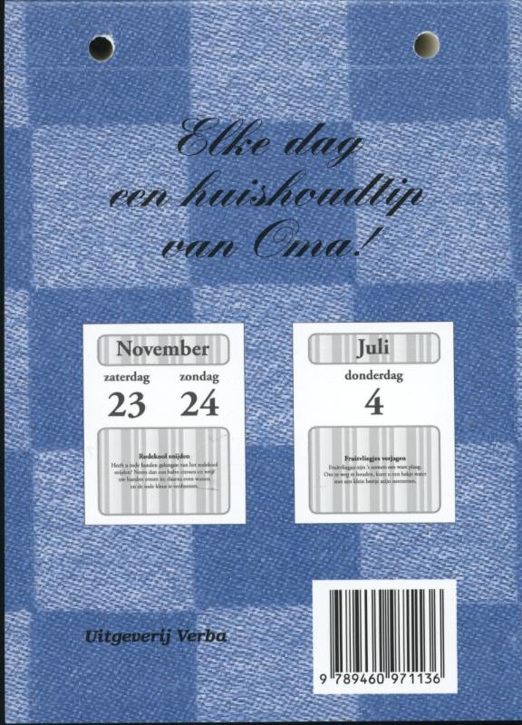 Achterkant van Scheurkalender
