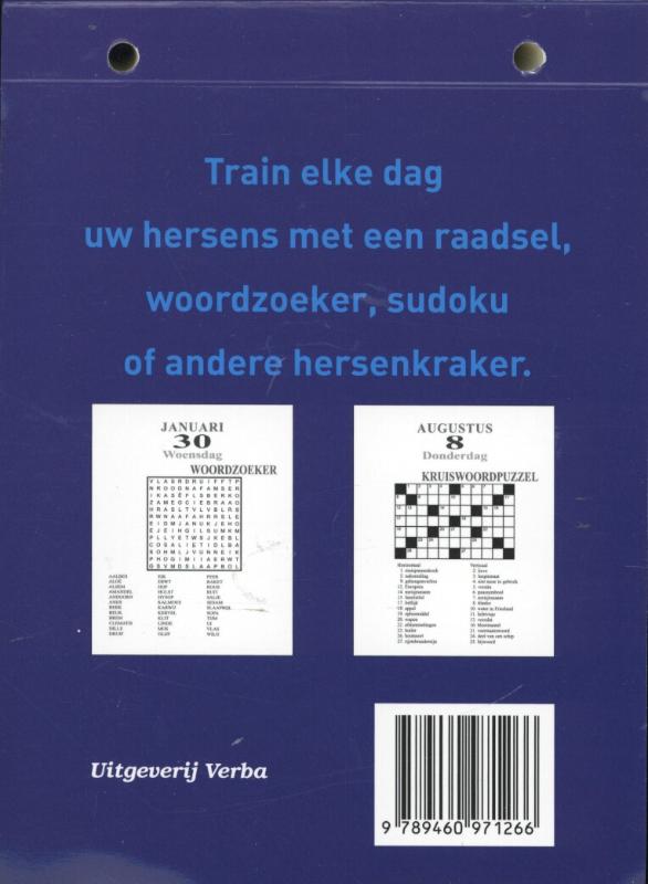 Achterkant van scheurkalender