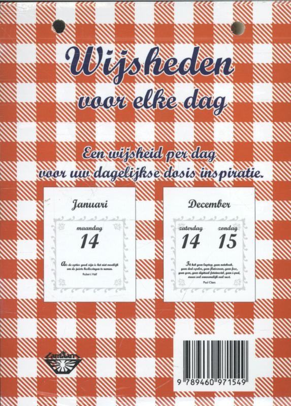 Achterkant van Scheurkalender 2014
