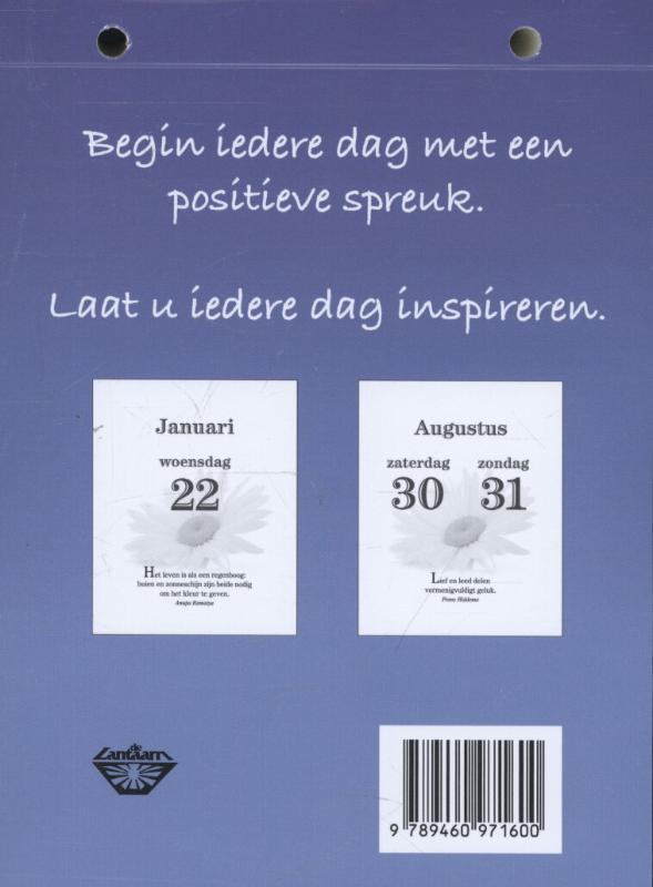 Achterkant van Scheurkalender 2014