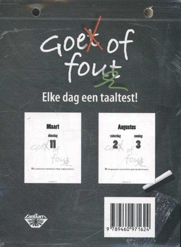 Achterkant van Scheurkalender 2014
