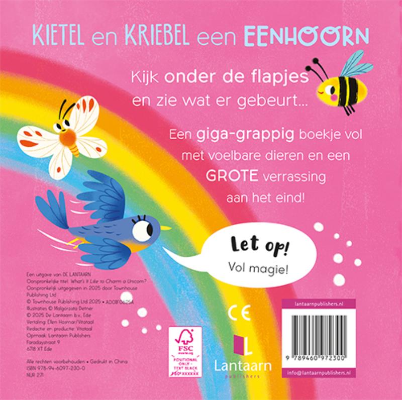 Achterkant van Kietel en kriebel een eenhoorn