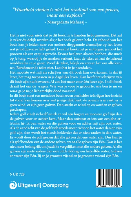 Achterkant van Je bent nooit geboren en je gaat nooit dood