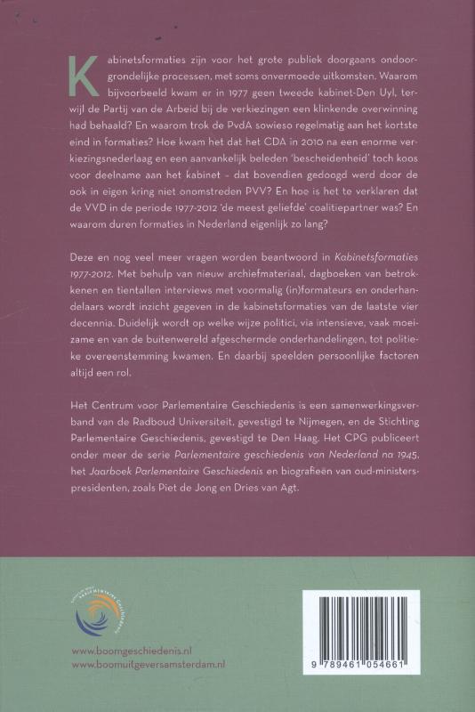 Achterkant van Kabinetsformaties 1977-2012