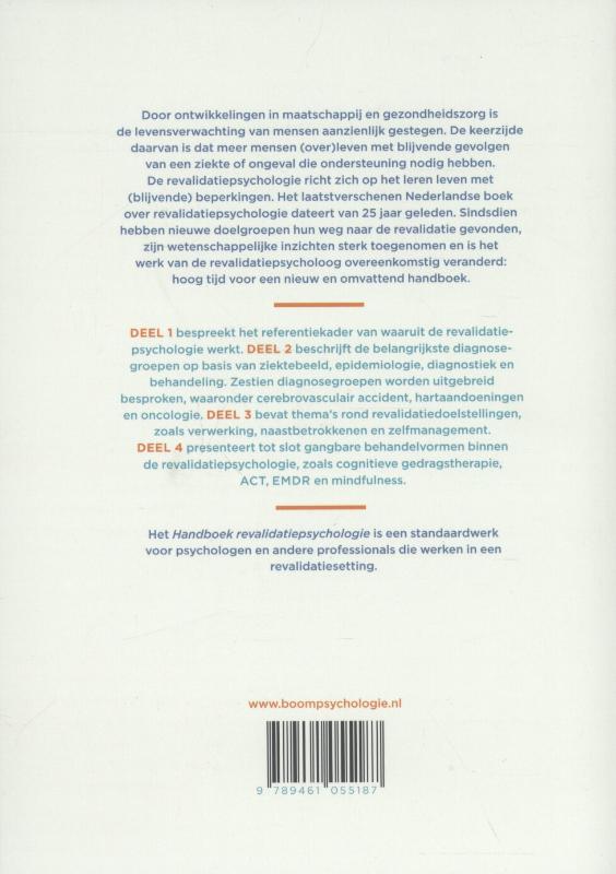 Achterkant van Handboek revalidatiepsychologie