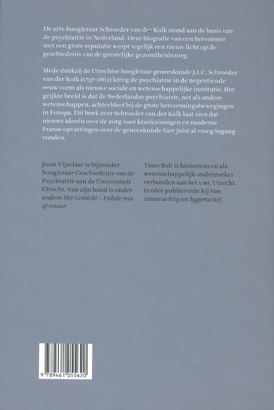 Achterkant van J.L.C. Schroeder van der Kolk en het ontstaan van de psychiatrie in Nederland
