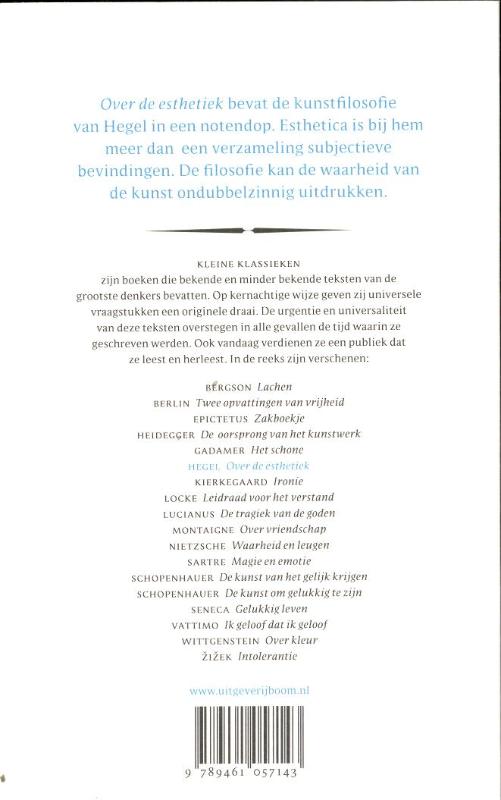 Achterkant van Over de esthetiek