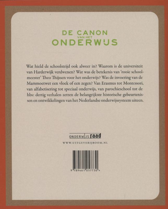 Achterkant van De canon van het onderwijs