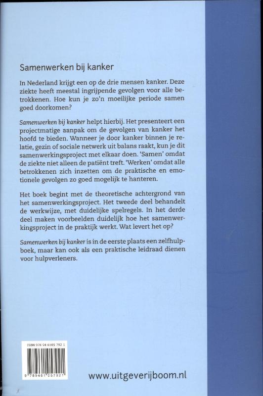 Achterkant van Samenwerken bij kanker