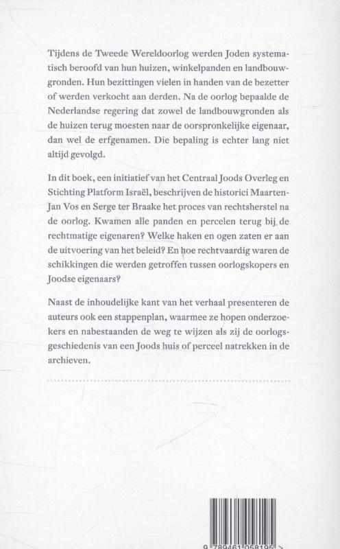 Achterkant van Rechtsherstel na de Tweede Wereldoorlog van geroofd Joods onroerend goed