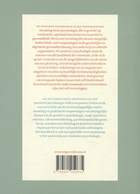 Achterkant van Handboek positieve psychologie