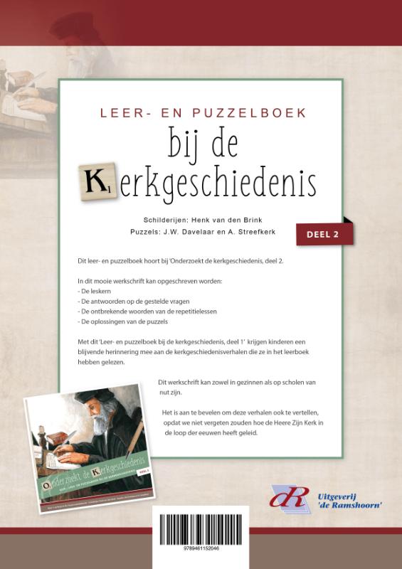 Achterkant van Leer- en puzzelboek bij de kerkgeschiedenis, deel 2