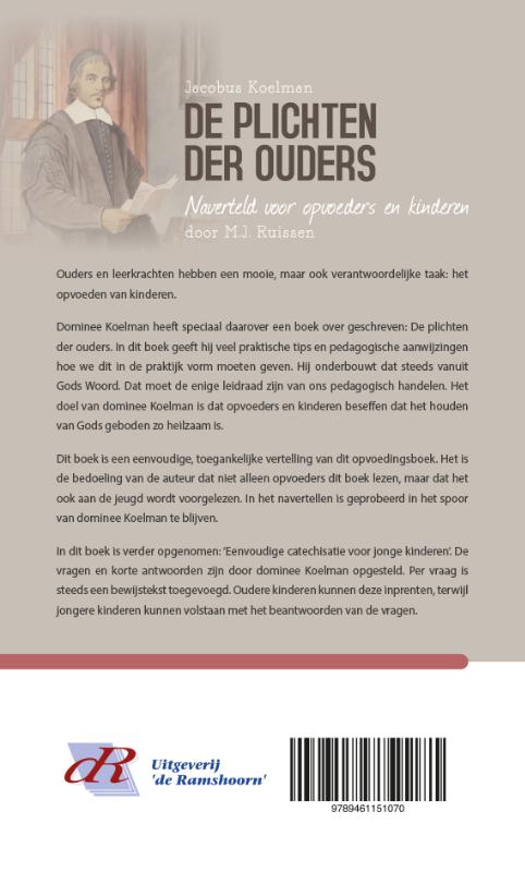 Achterkant van De plichten der ouders, ds. J. Koelman