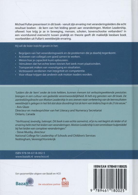 Achterkant van Motion Leadership