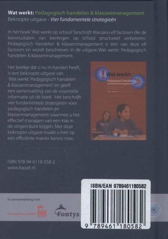 Achterkant van Wat werkt: pedagogische handelen en klassenmanagement