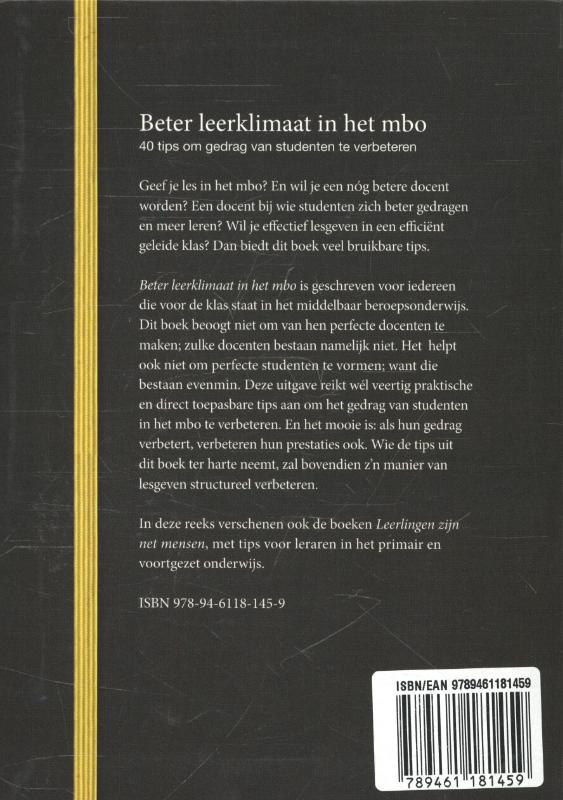 Achterkant van Beter leerklimaat in het MBO