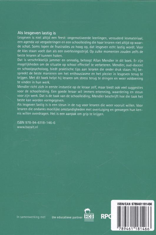 Achterkant van Als lesgeven lastig is