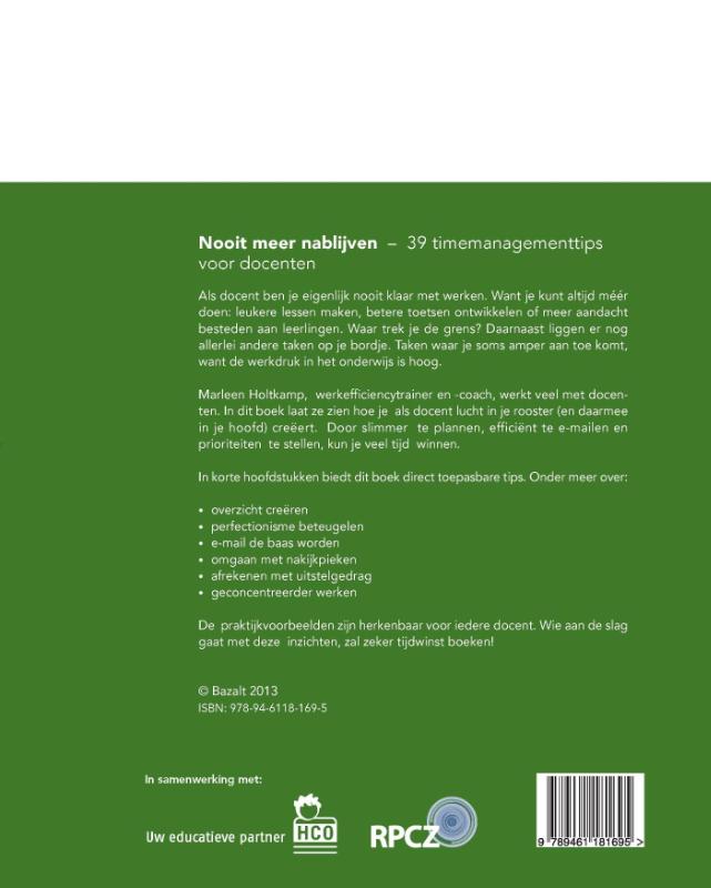 Achterkant van Nooit meer nablijven