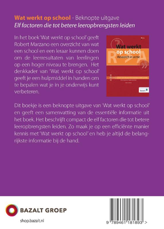 Achterkant van Wat werkt op school