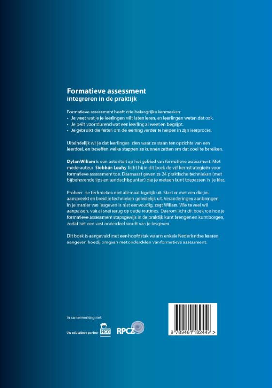 Achterkant van Formatieve assessment integreren in de praktijk