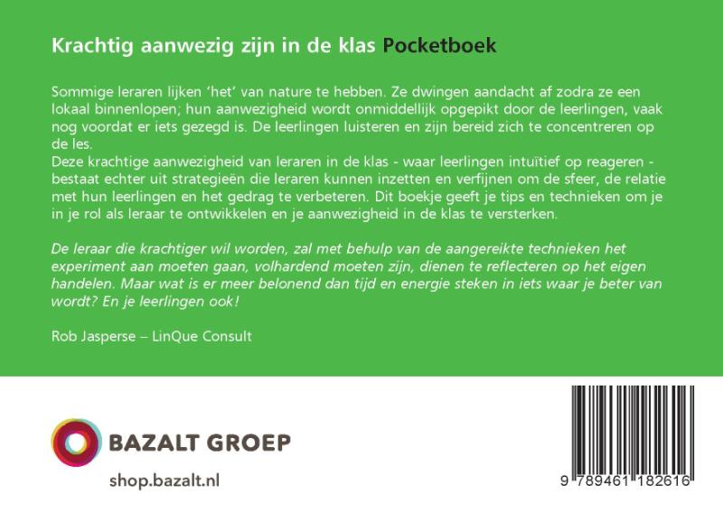 Achterkant van Krachtig aanwezig zijn in de klas pocketboek