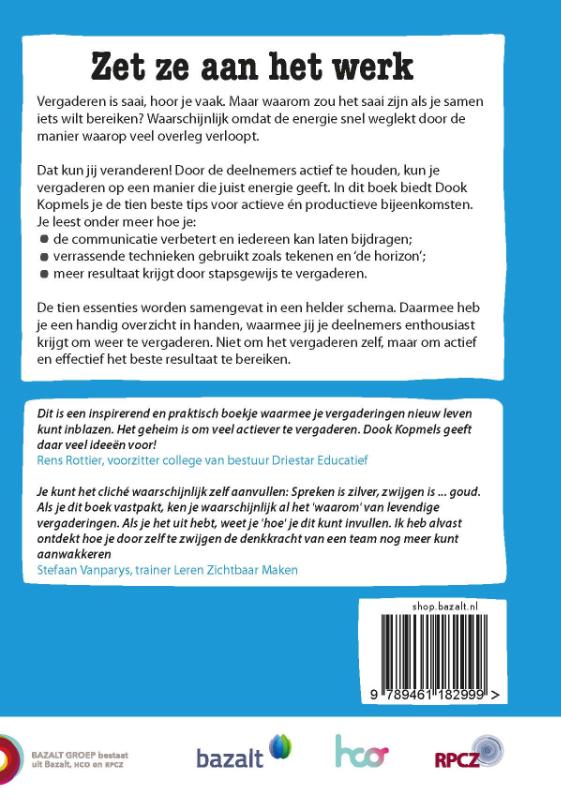 Achterkant van Zet ze aan het werk