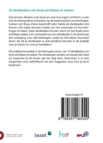 Achterkant van 10 denkkaders om leren zichtbaar te maken - beknopte uitgave