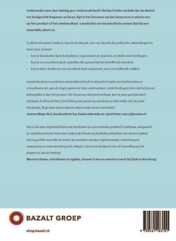 Achterkant van Leerdoelen & succescriteria