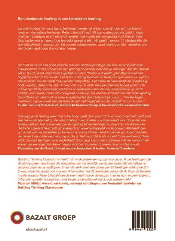 Achterkant van Denkklassen creëren - Building Thinking Classrooms