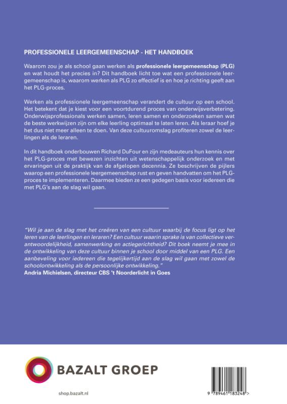 Achterkant van Professionele leergemeenschap: het Handboek