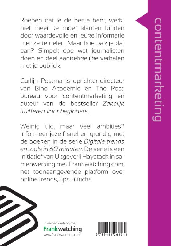 Achterkant van Contentmarketing in 60 minuten