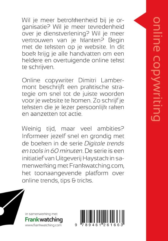 Achterkant van Online copywriting in 60 minuten