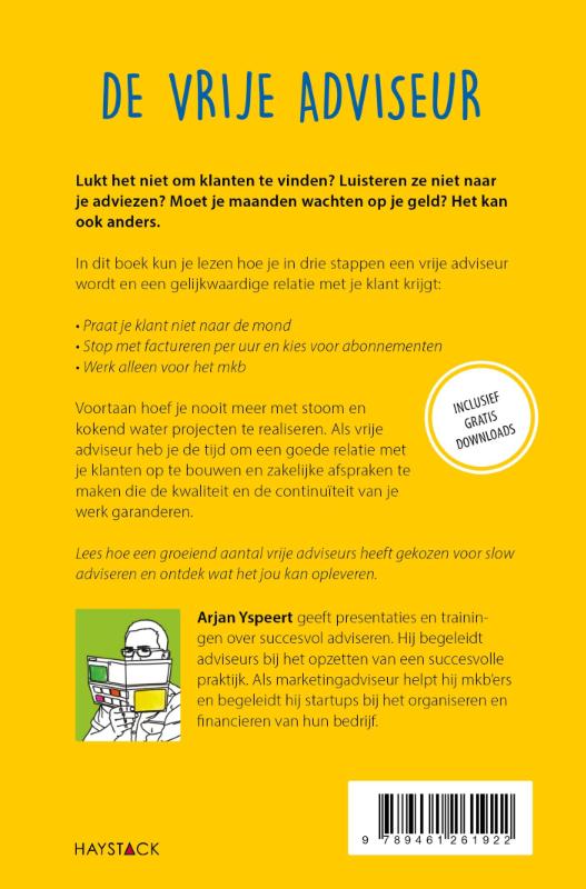 Achterkant van De vrije adviseur