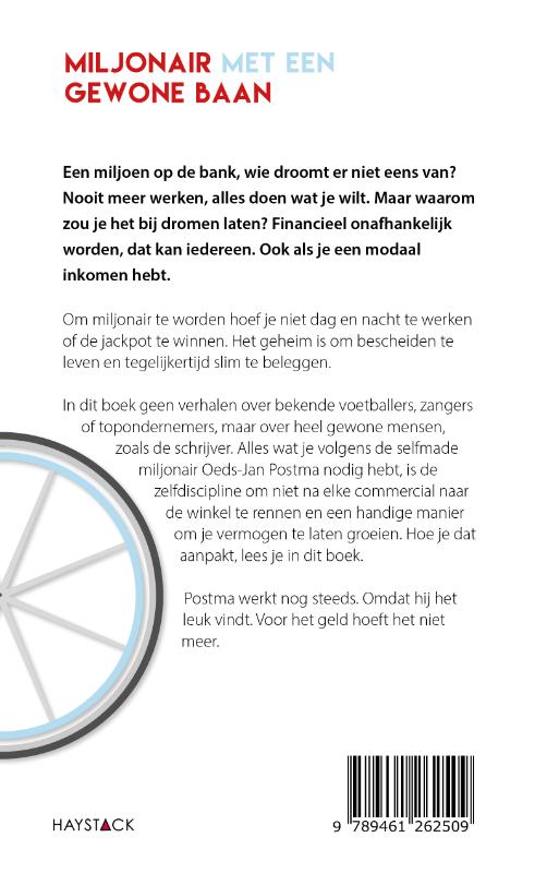 Achterkant van Miljonair met een gewone baan