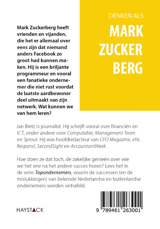 Achterkant van Denken als Mark Zuckerberg