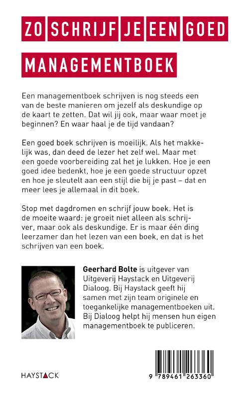 Achterkant van Zo schrijf je een goed managementboek