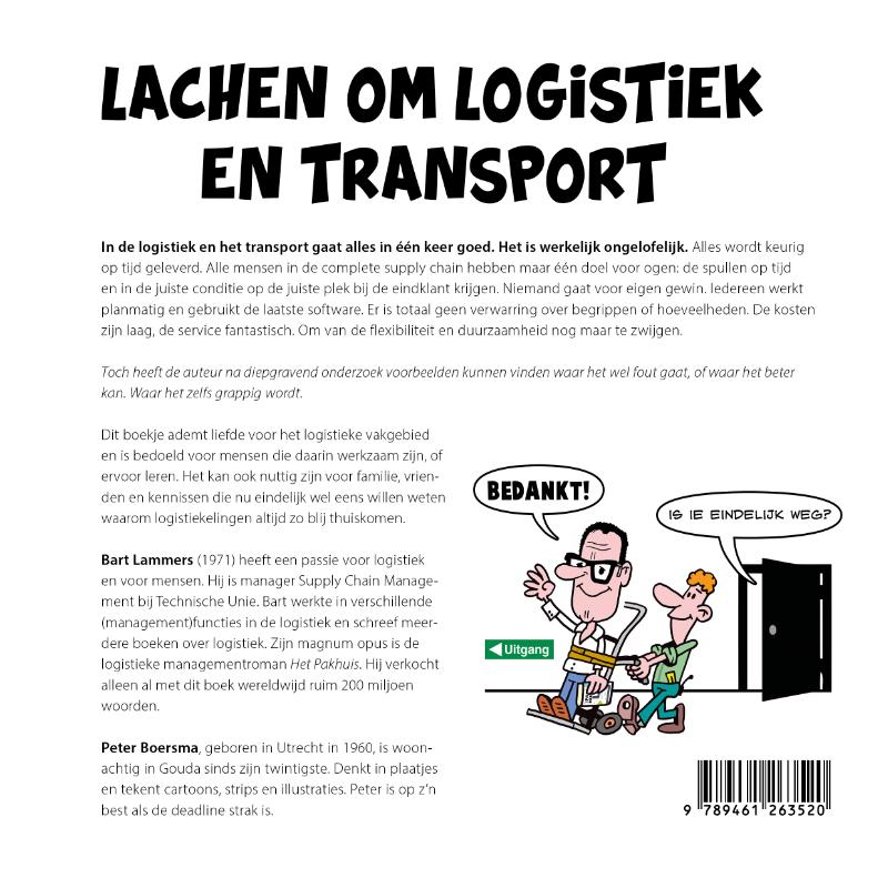Achterkant van Lachen om logistiek en transport