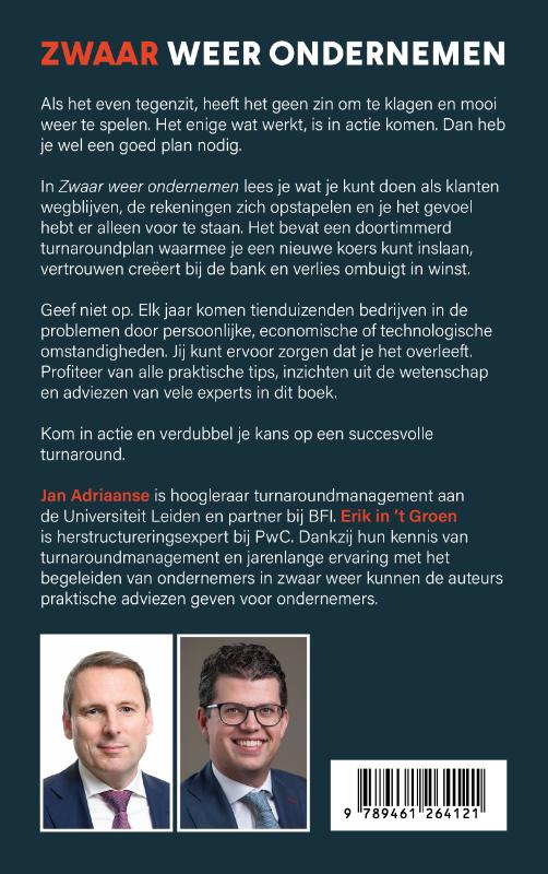 Achterkant van Zwaar weer ondernemen