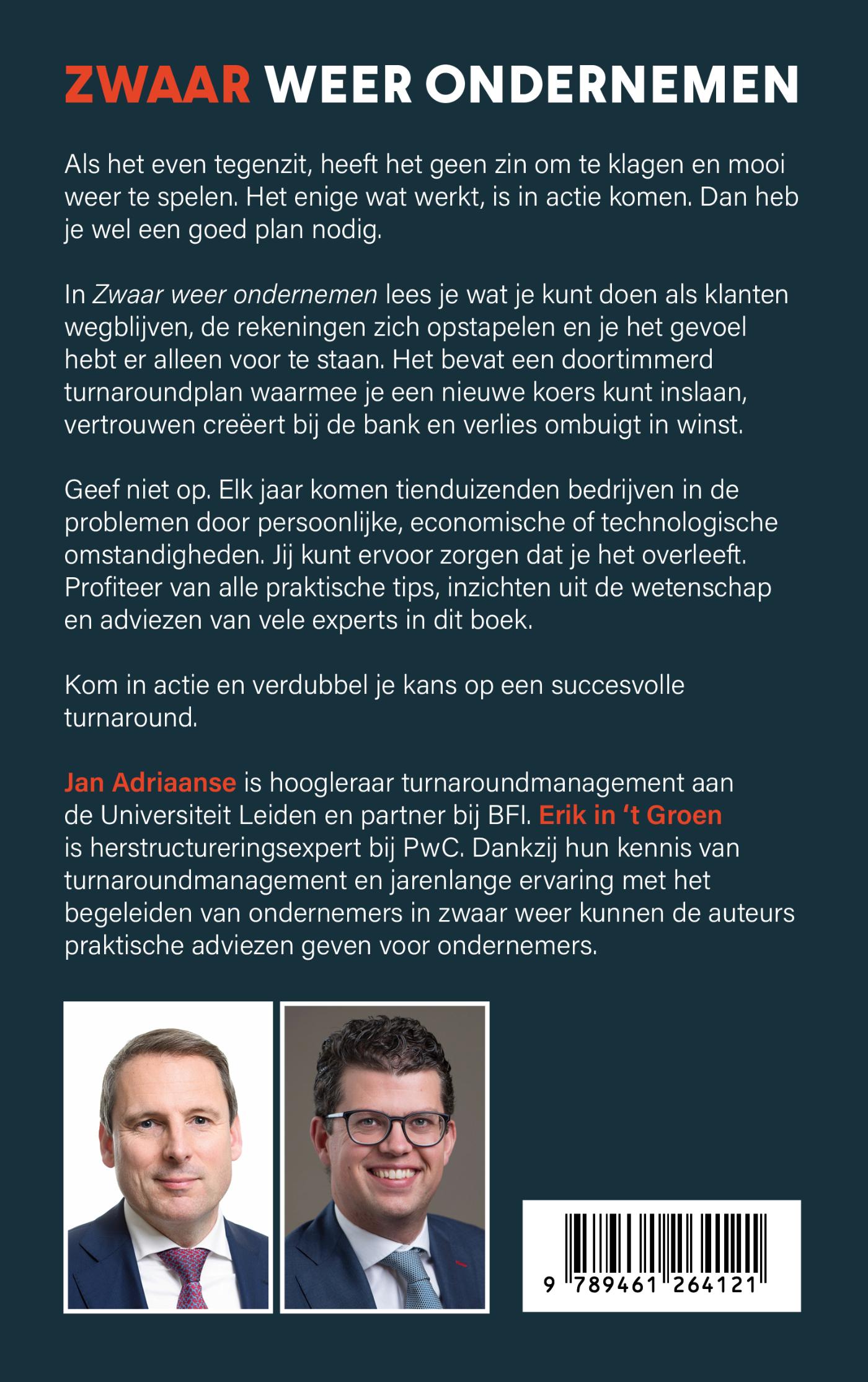 Achterkant van Zwaar weer ondernemen