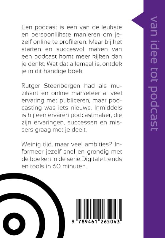 Achterkant van Van idee tot podcast in 60 minuten