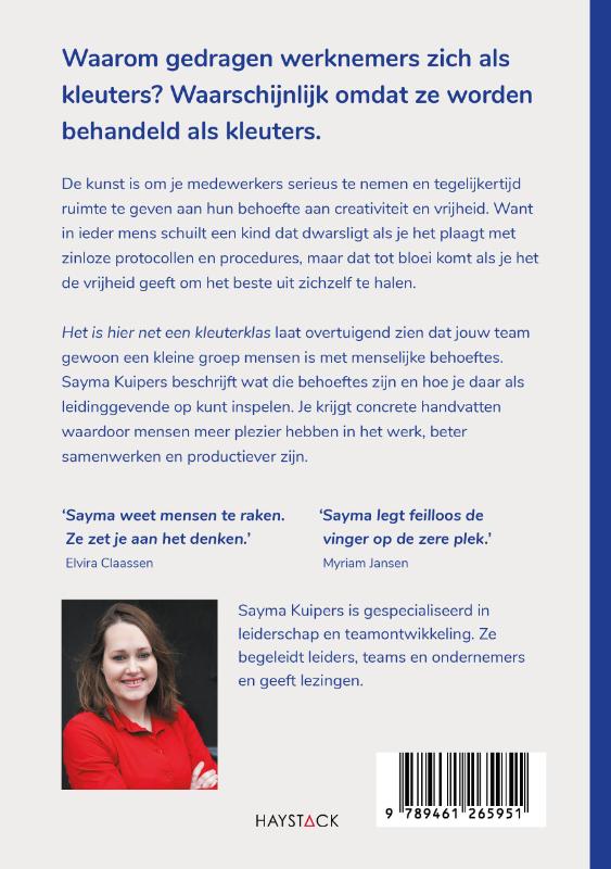 Achterkant van Het is hier net een kleuterklas