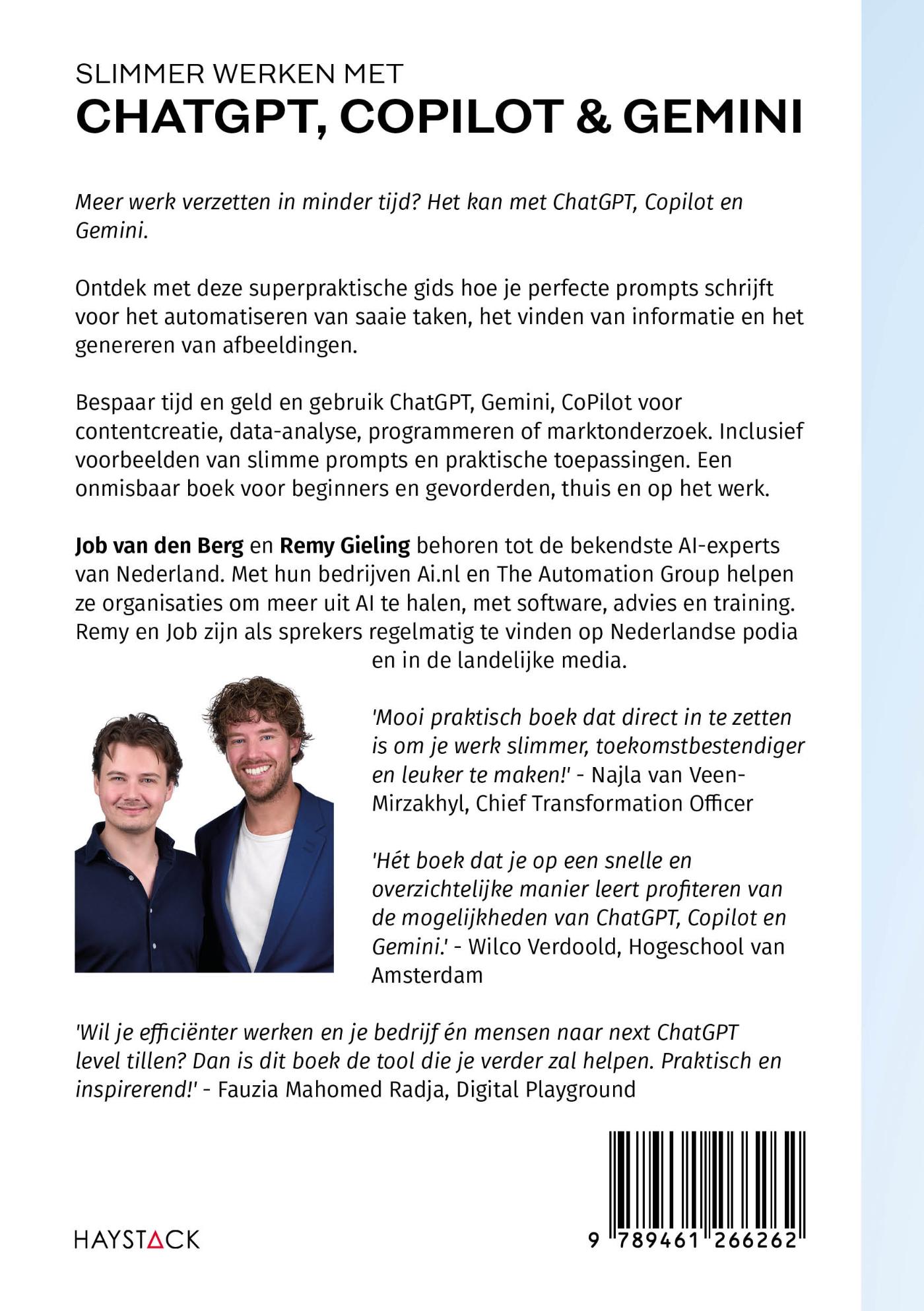 Achterkant van Slimmer werken met ChatGPT, Copilot en Gemini