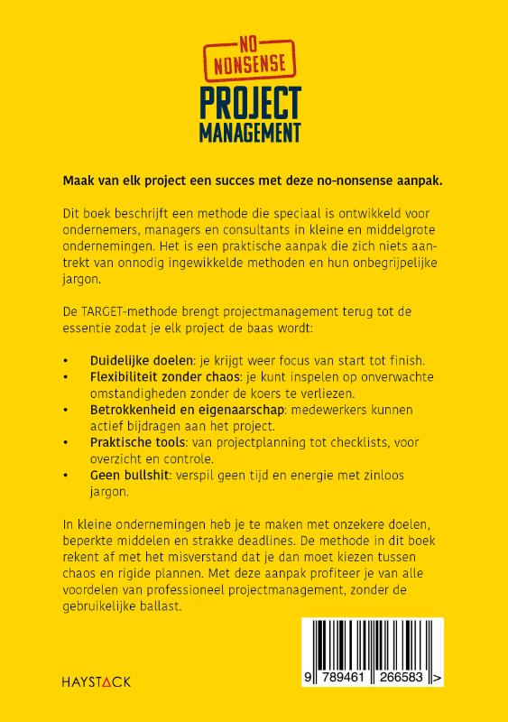 Achterkant van No-nonsense projectmanagement