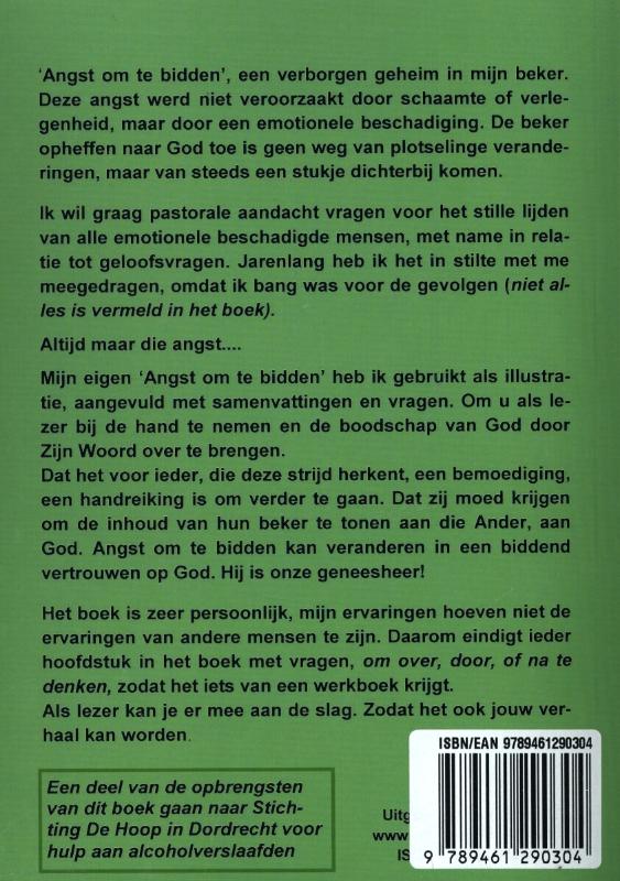 Achterkant van Angst om te bidden