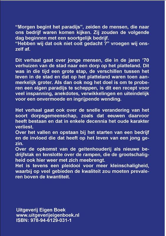 Achterkant van Morgen begint het paradijs