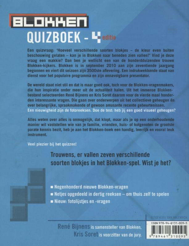 Achterkant van Quizboek