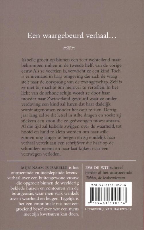 Achterkant van Mijn naam Isbelle