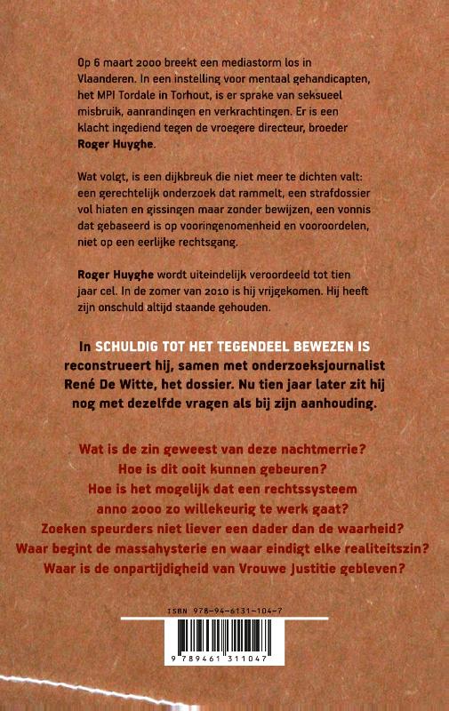 Achterkant van Schuldig tot het tegendeel bewezen is